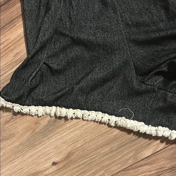 Denim/stretchy Sleeveless Romper with White Trim - Picture 2 of 3